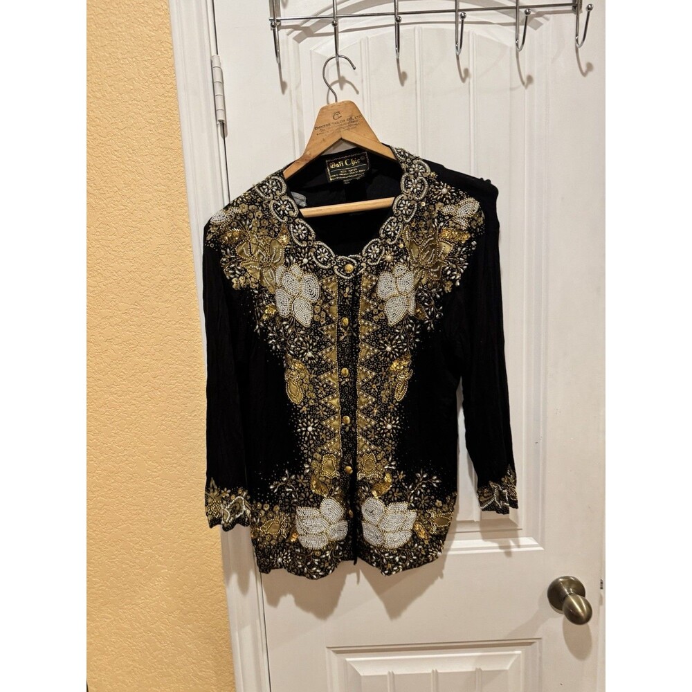 BALI CHIC Blouse Women’s M Jeweled beaded   BOHO Evening Wear Rayon
